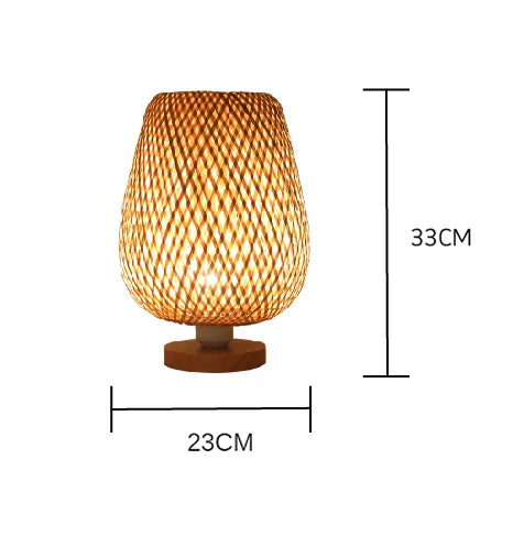 OUDELADI Vintage Bamboohandicraft Table Lamps Handmade bedroom bedside desk lights living room decor warm bamboo wood lamp